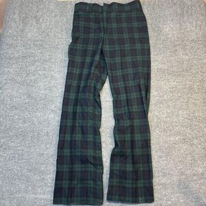 Vintage Pendleton Pants Mens 32x34 Green Plaid Wool Flannel Dress USA Classic
